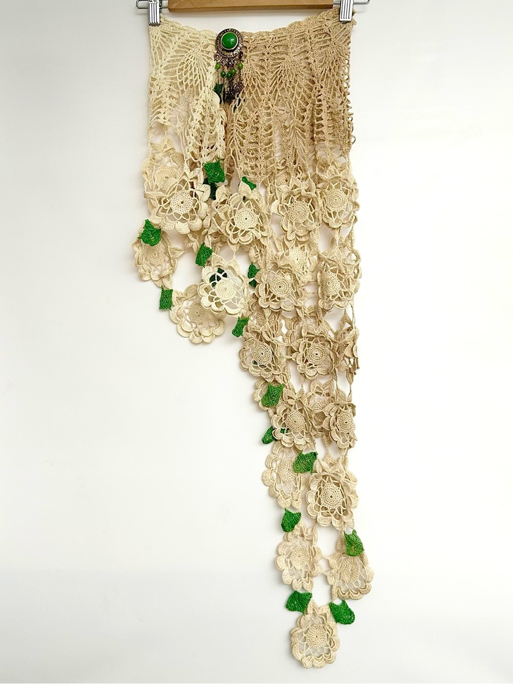 Hip/Shoulder scarf cascading floral crochet
